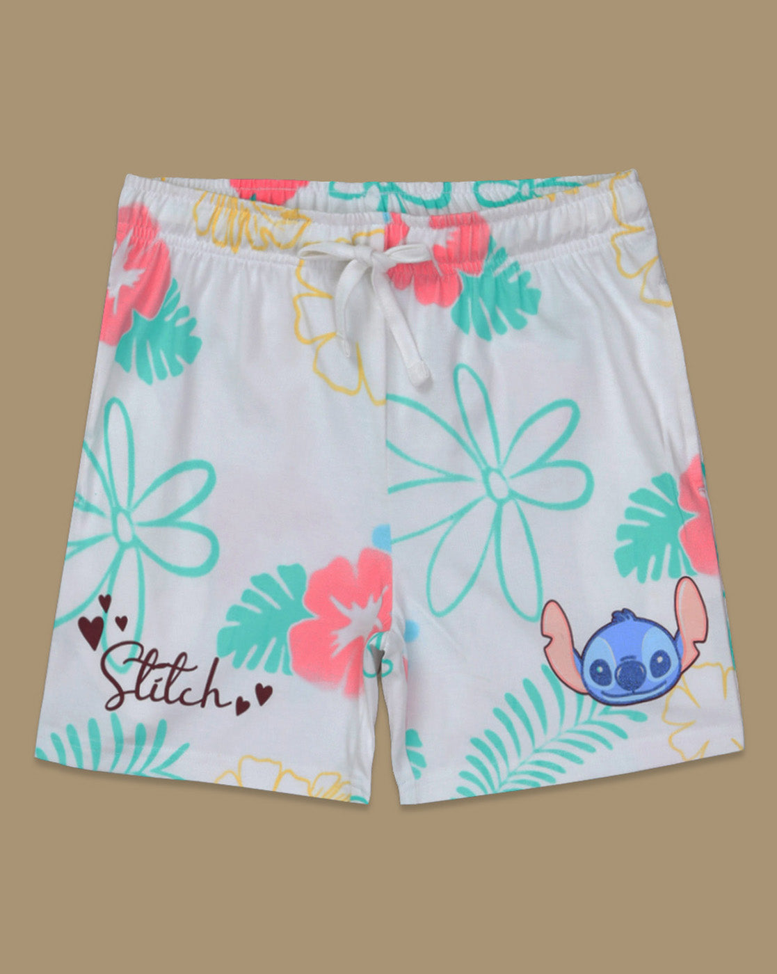 Lilo & Stitch Printed Regular Fit Tshirt & Shorts Co-Ords Set For Girls