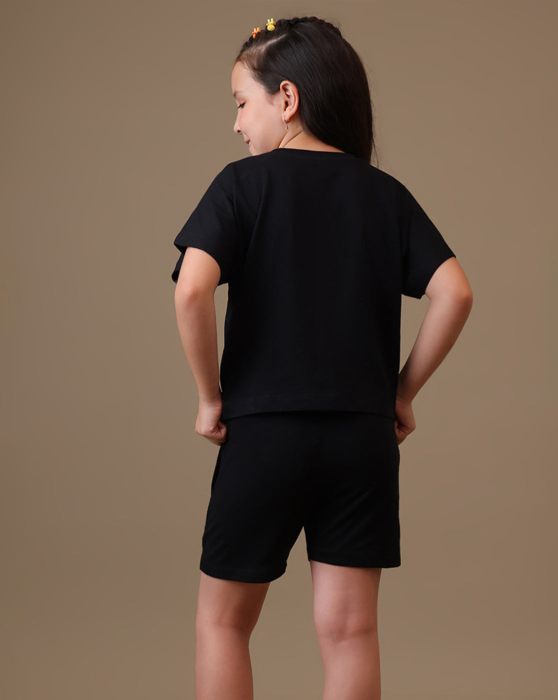 Lilo & Stitch Printed Regular Fit Tshirt & Shorts  For Girls