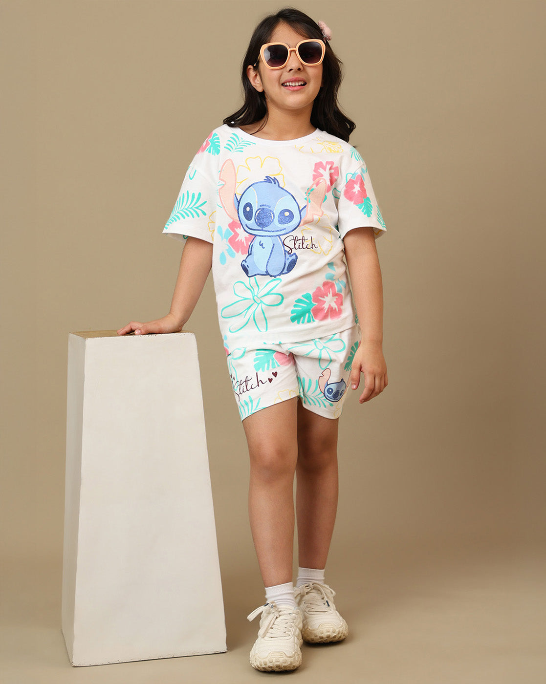 Lilo & Stitch Printed Relaxed Fit Shorts For Girls