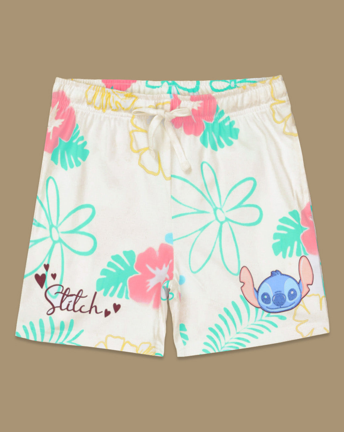 Lilo & Stitch Printed Relaxed Fit Shorts For Girls