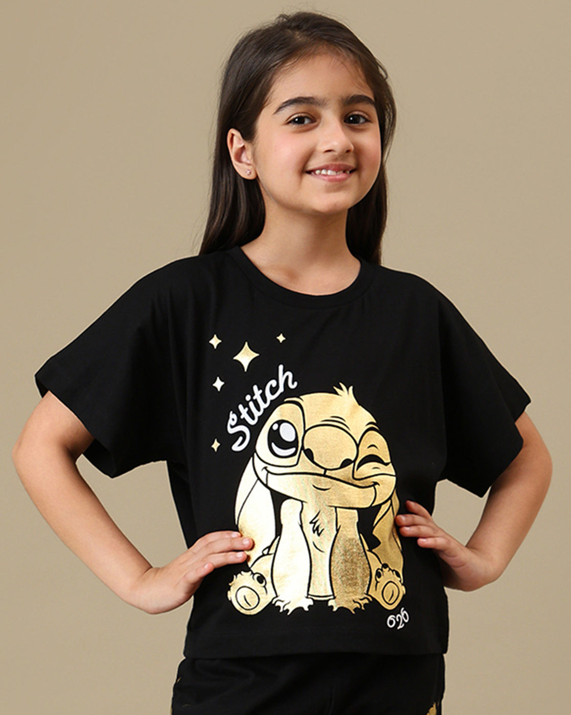 Lilo & Stitch Printed Boxy Fit Tshirt For Girls