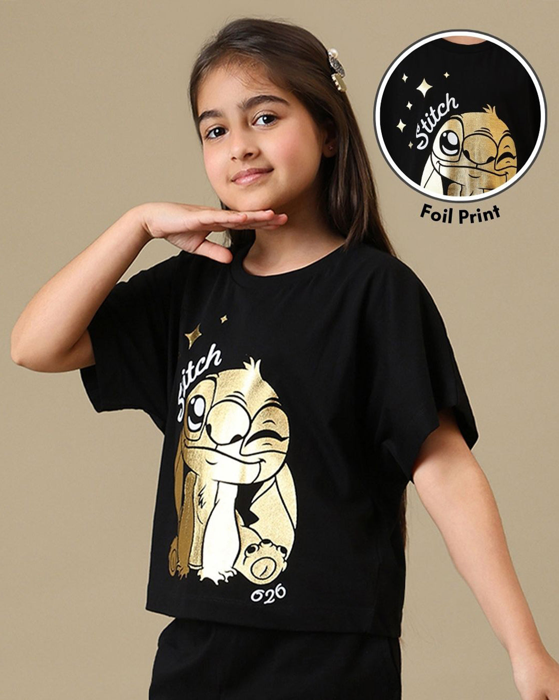 Lilo & Stitch Printed Boxy Fit Tshirt For Girls