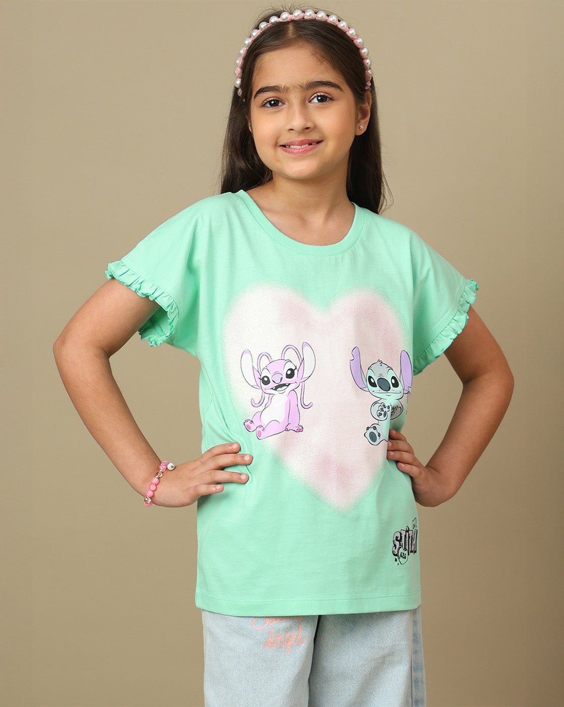 Lilo & Stitch Printed Relaxed Fit Tshirt For Girls