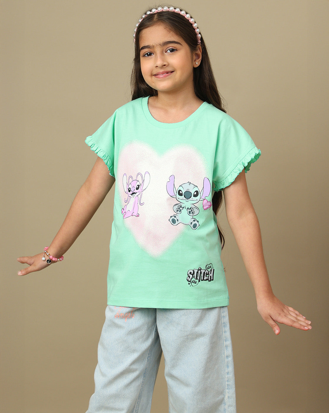 Lilo & Stitch Printed Relaxed Fit Tshirt For Girls