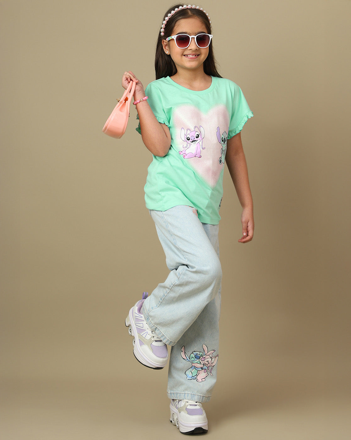 Lilo & Stitch Printed Relaxed Fit Tshirt For Girls
