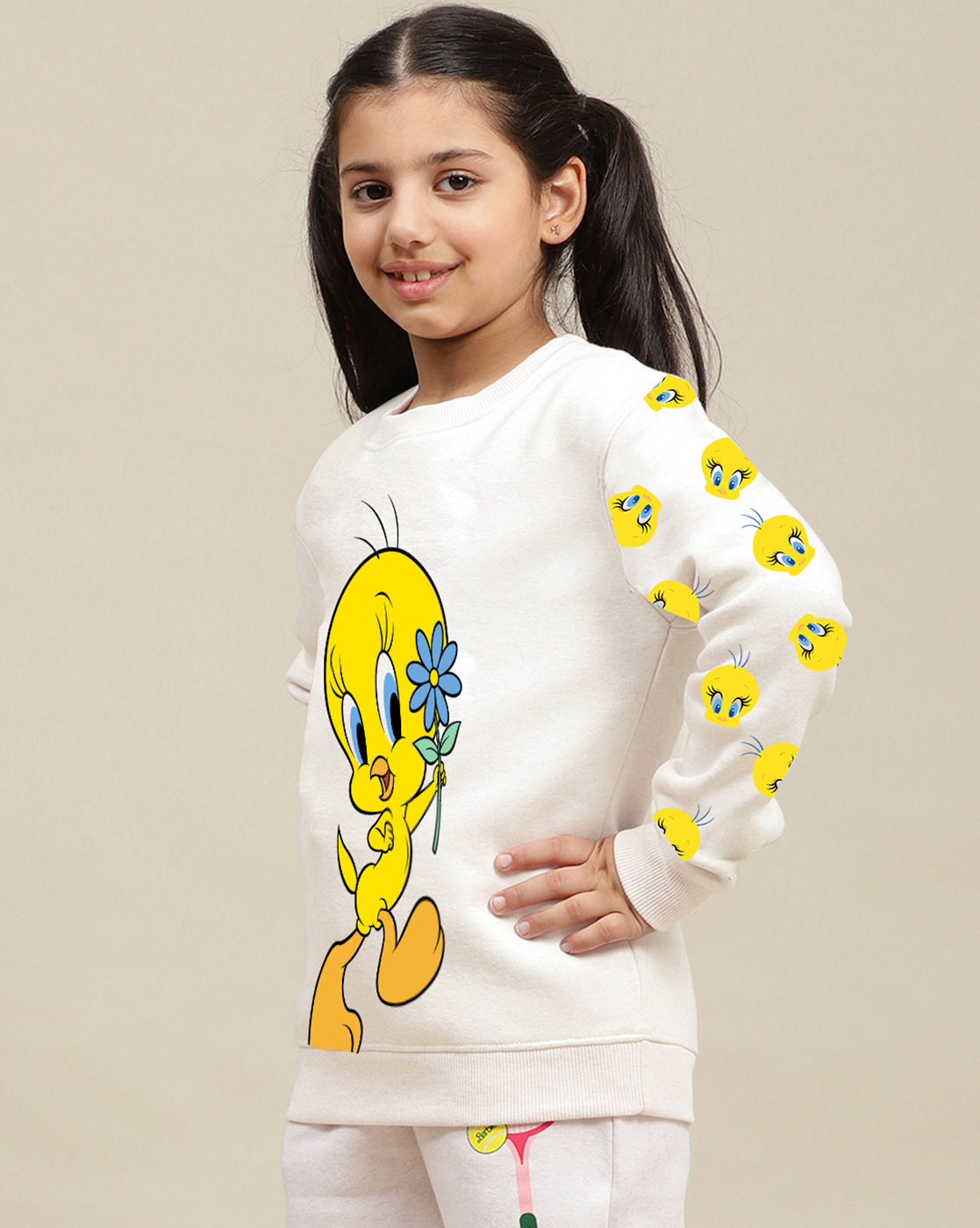 Looney Tunes Printed Oversized Sweatshirt For Girls