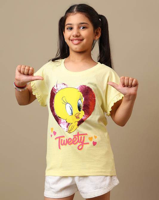 Looney Tunes Printed Relaxed Fit Tshirt For Girls