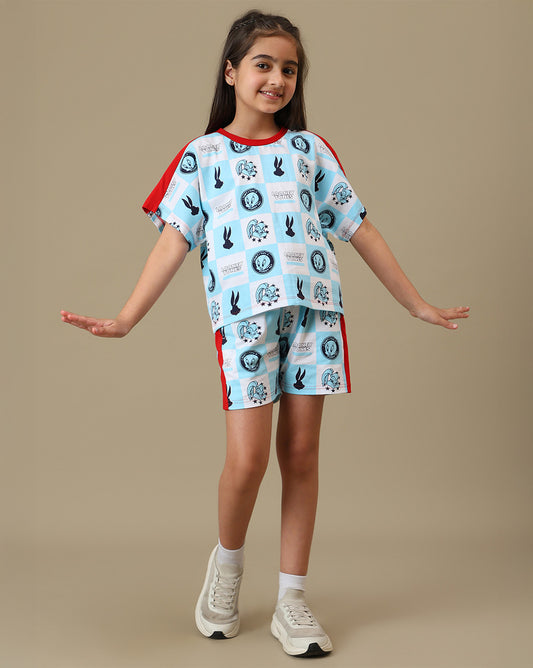 Looney Tunes Printed Regular Fit Tshirt & Shorts  For Girls
