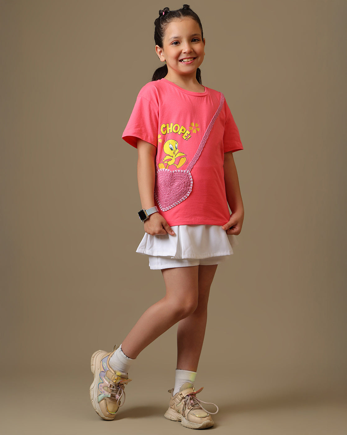 Looney Tunes - Tweety Printed Relaxed Fit Tshirt with Crochet Sling Pocket