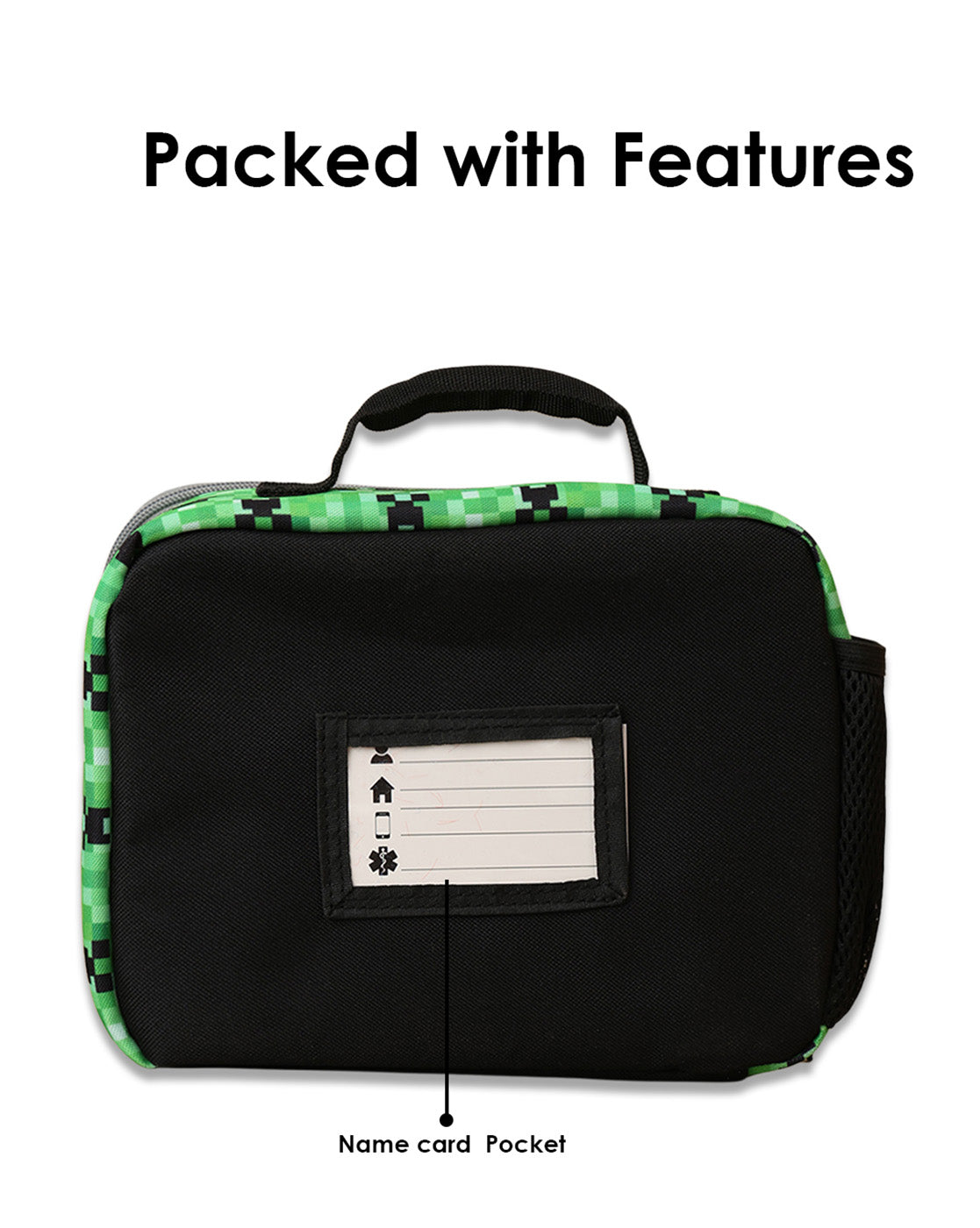 Minecraft 4.4L Lunch Bag for Boys & Girls | Mesh Water Bottle Holder | Thermal Insulated Tiffin Bag for Kids