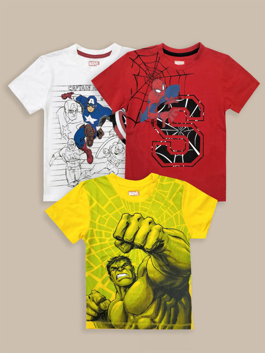 Pack Of 3 Marvel Avengers  Pure Cotton Tshirt