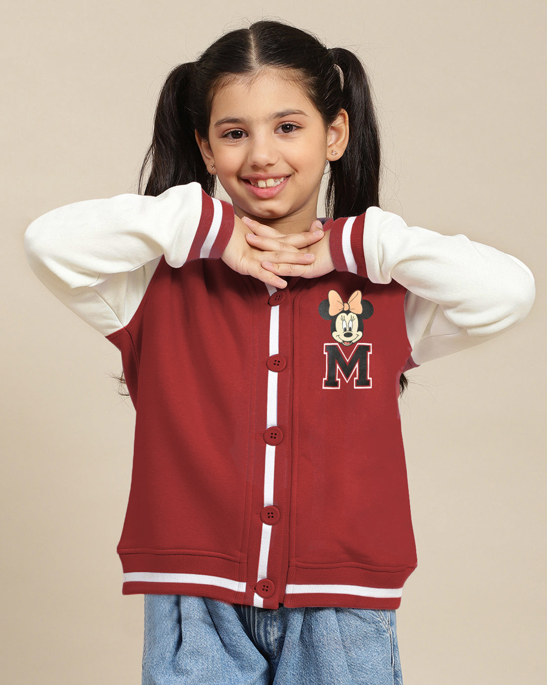 Mickey & Friends Printed Regular Fit Cardigan For Girls