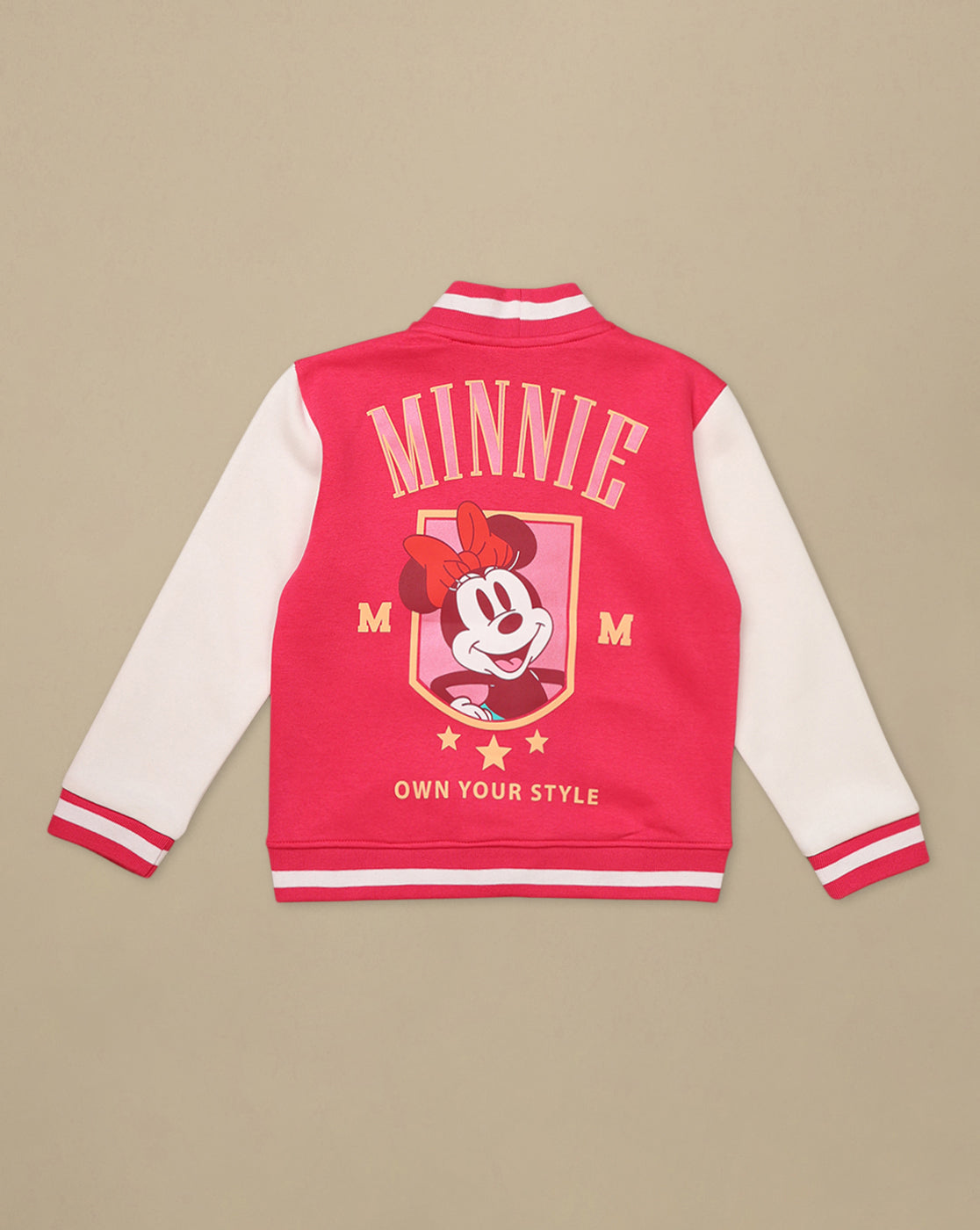 Mickey & Friends Printed Regular Fit Varsity Jacket For Girls