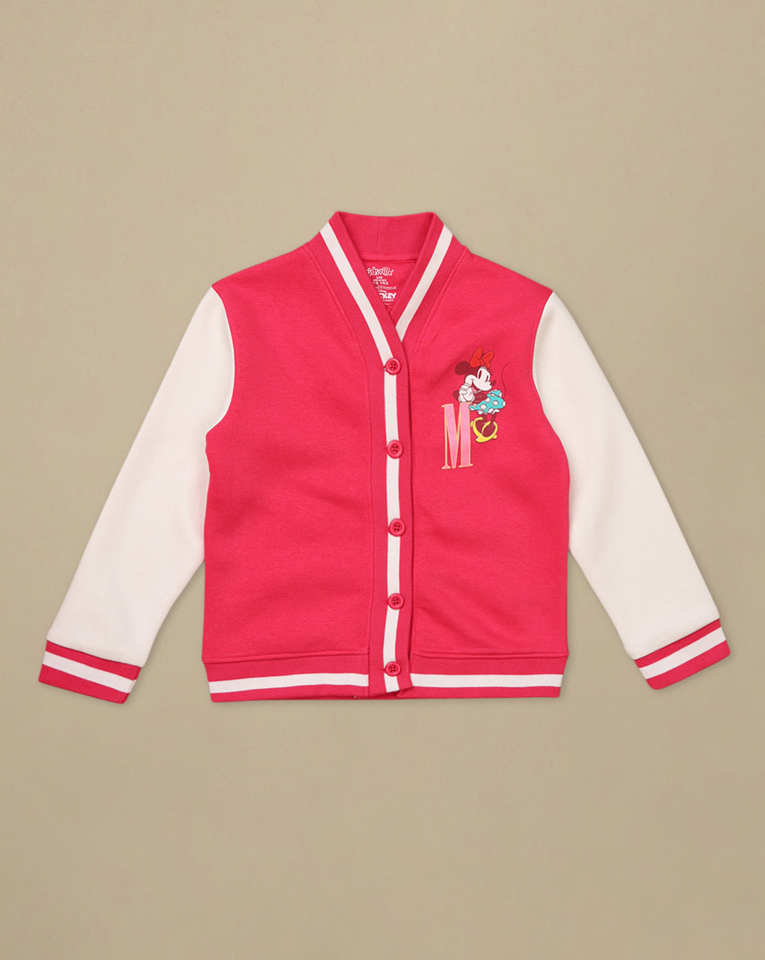 Mickey & Friends Printed Regular Fit Varsity Jacket For Girls