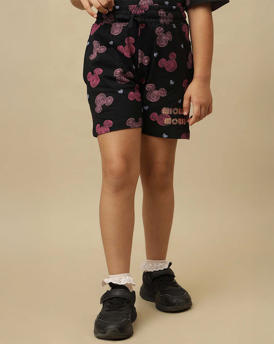 Mickey & Friends Printed Regular Fit Shorts For Girls