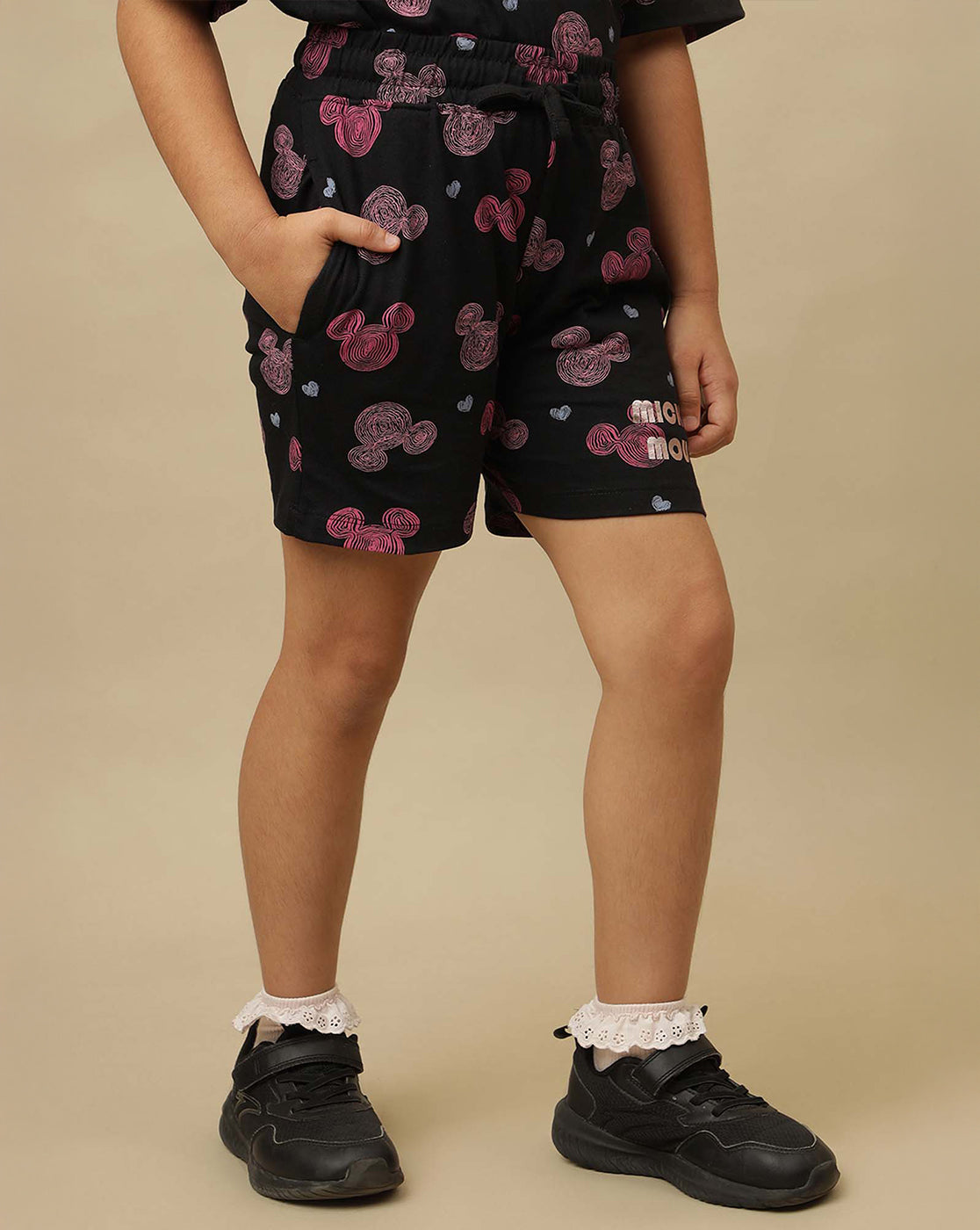 Mickey & Friends Printed Regular Fit Shorts For Girls