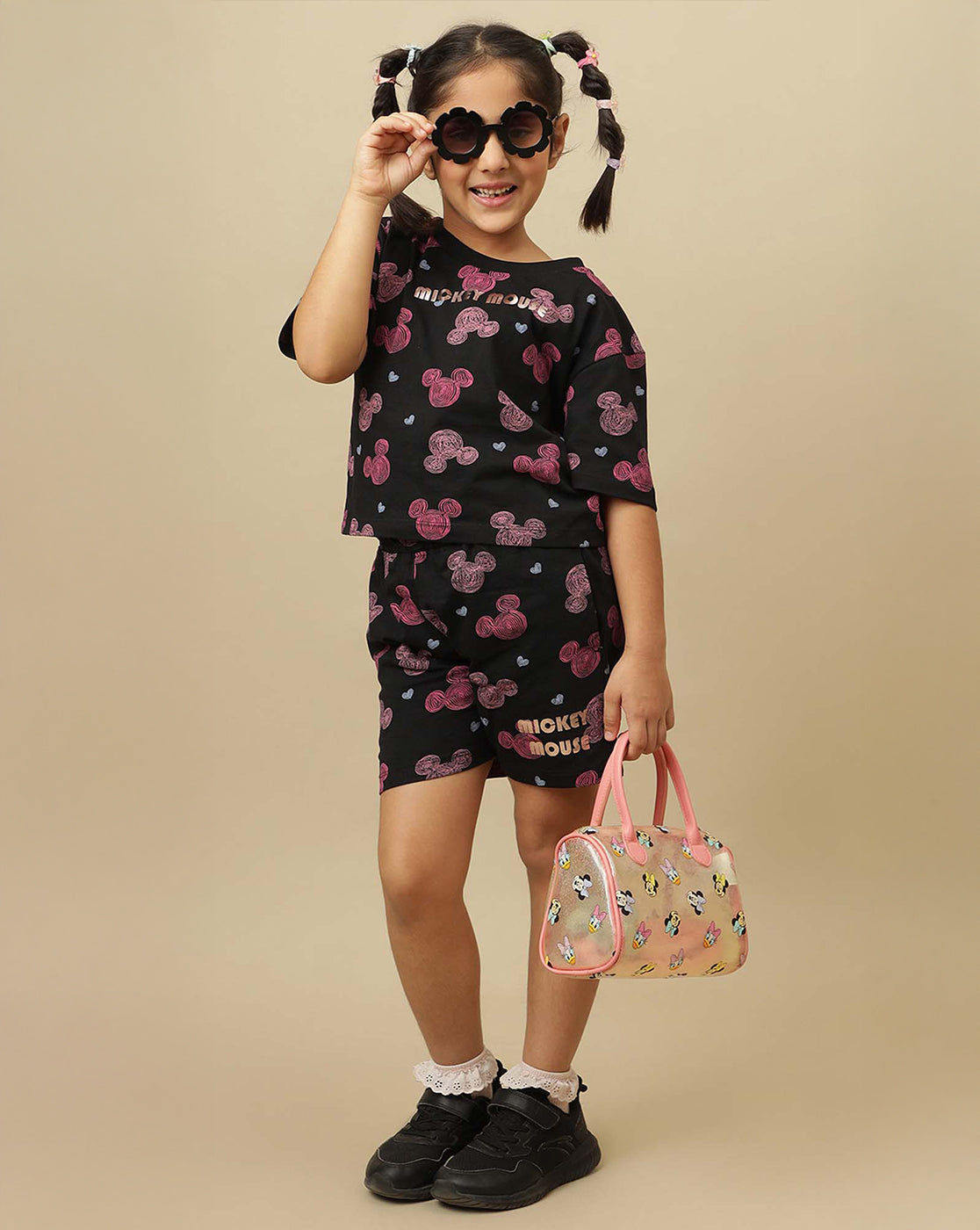 Mickey & Friends Printed Regular Fit Shorts For Girls