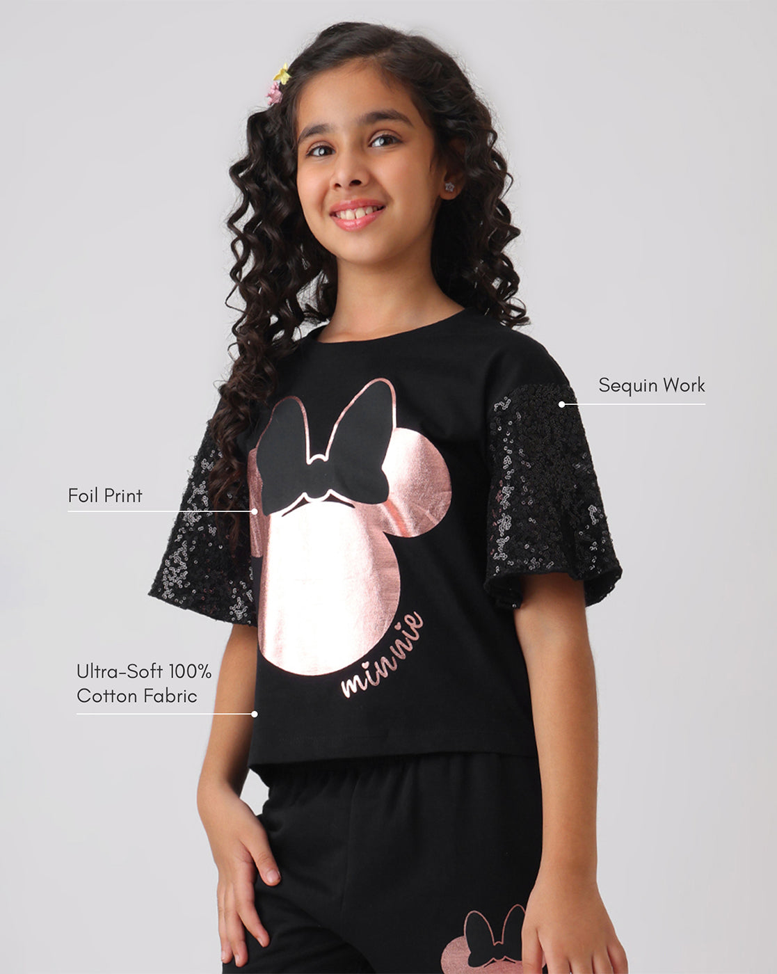 Minnie Mouse Relaxed Fit Tshirt & Shorts Co-Ords Set Girls
