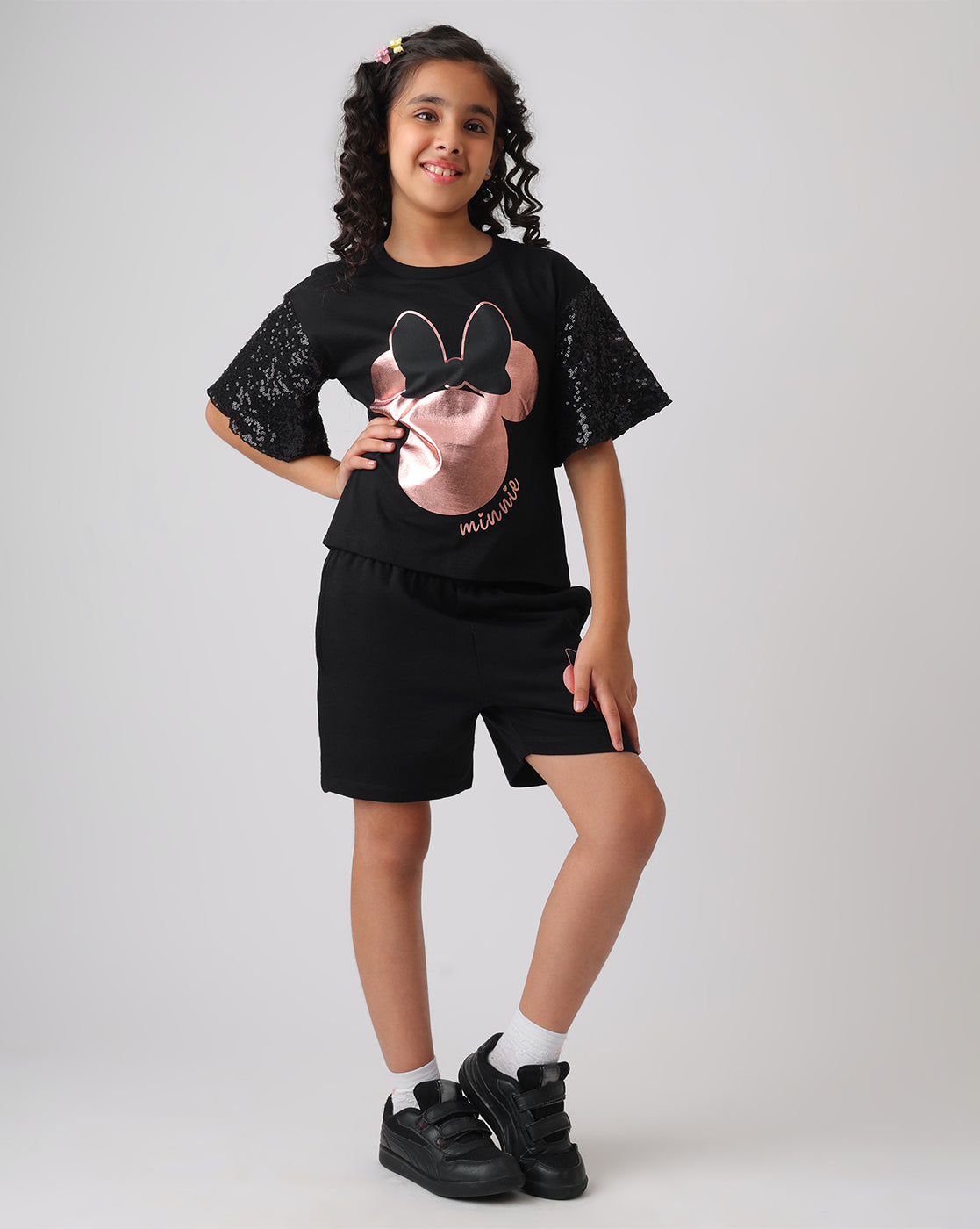 Minnie Mouse Relaxed Fit Tshirt & Shorts Co-Ords Set Girls