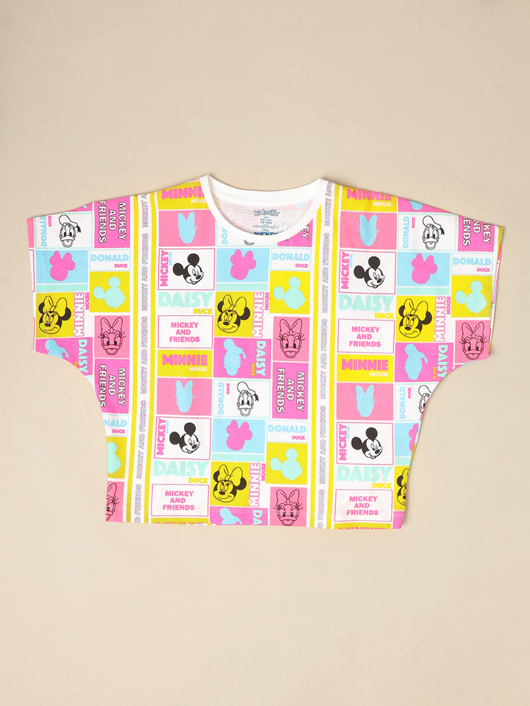 Mickey & Friends Printed T-Shirt & Shorts Co-Ords Set For Girls