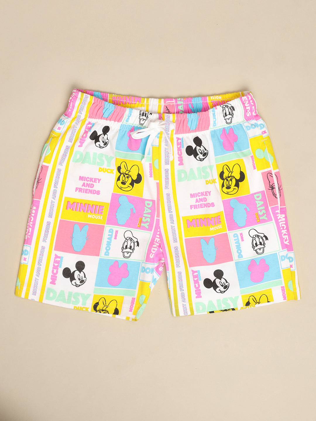 Mickey & Friends Printed T-Shirt & Shorts Co-Ords Set For Girls