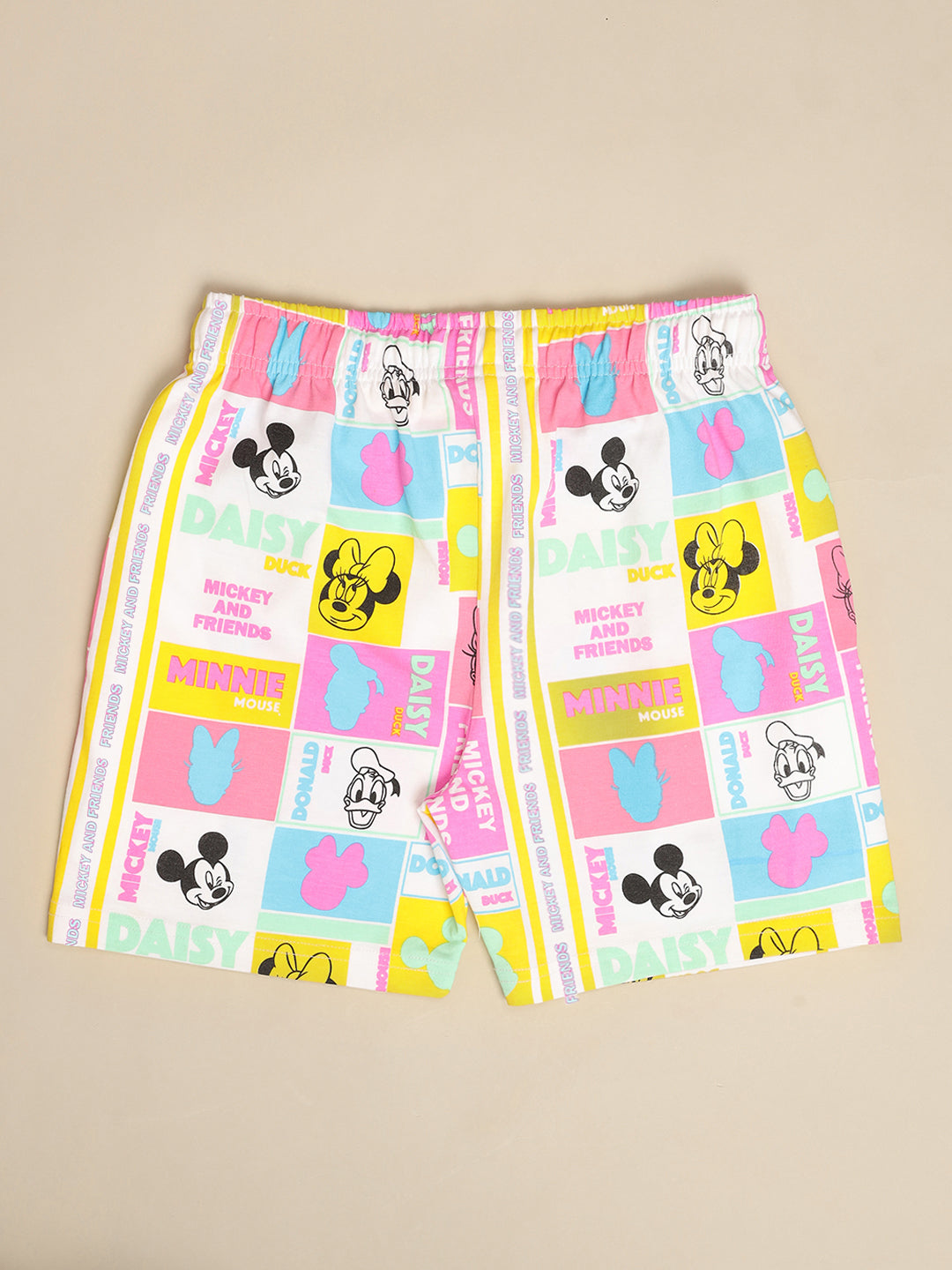 Mickey & Friends Printed T-Shirt & Shorts Co-Ords Set For Girls
