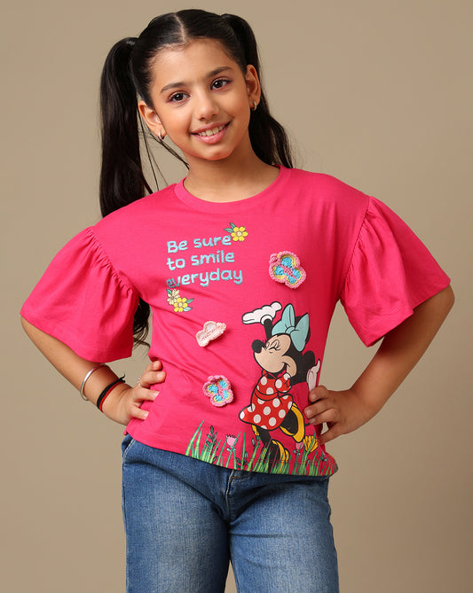 Mickey & Friends Printed Relaxed Fit Tshirt For Girls