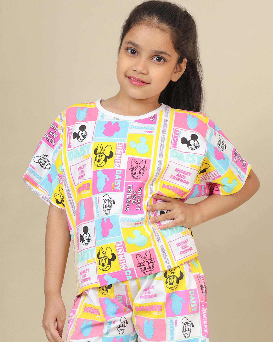 Mickey & Friends Printed Boxy Fit Tshirt For Girls
