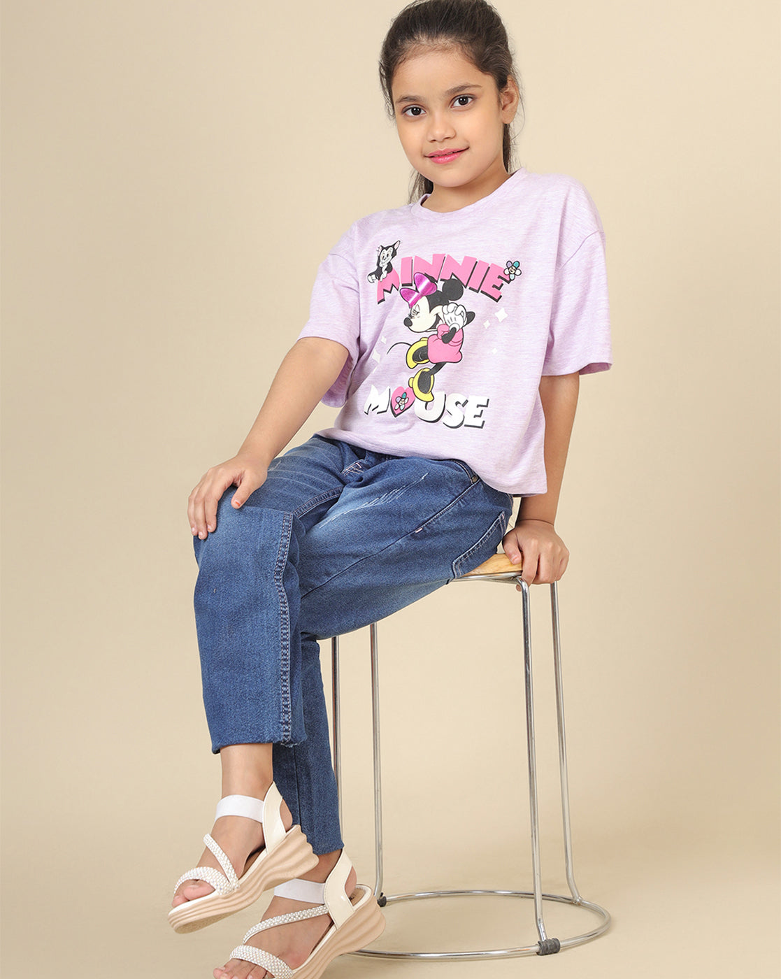 Mickey & Friends Printed Boxy Fit Tshirt For Girls