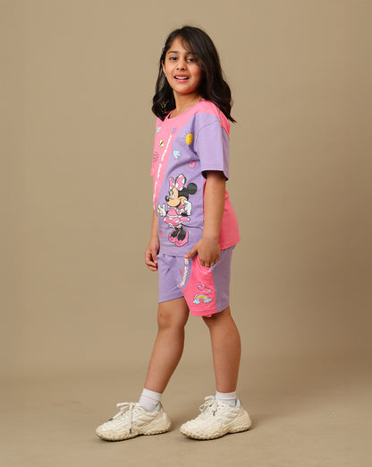 Mickey & Friends  Regular Fit Tshirt & Shorts Co-Ords Set  Girls