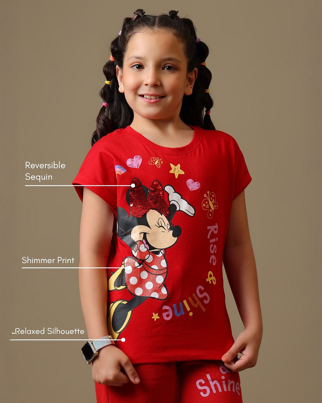 Mickey & Friends Printed Relaxed Fit T-Shirt & Joggers For Girls