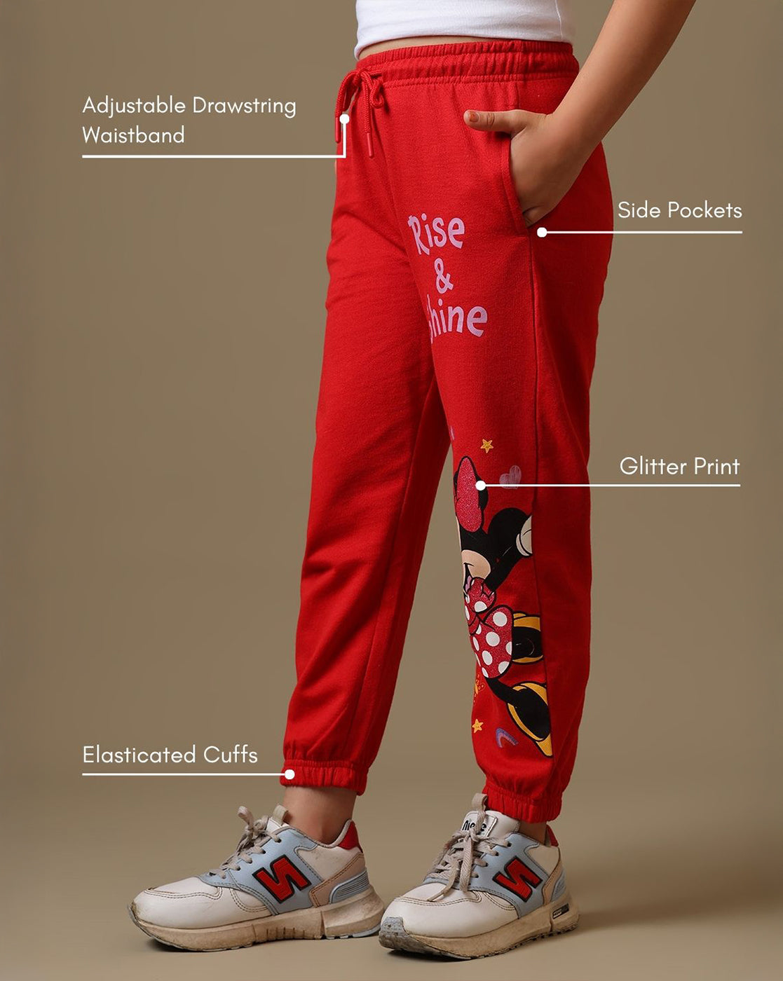 Mickey & Friends Printed Relaxed Fit T-Shirt & Joggers For Girls