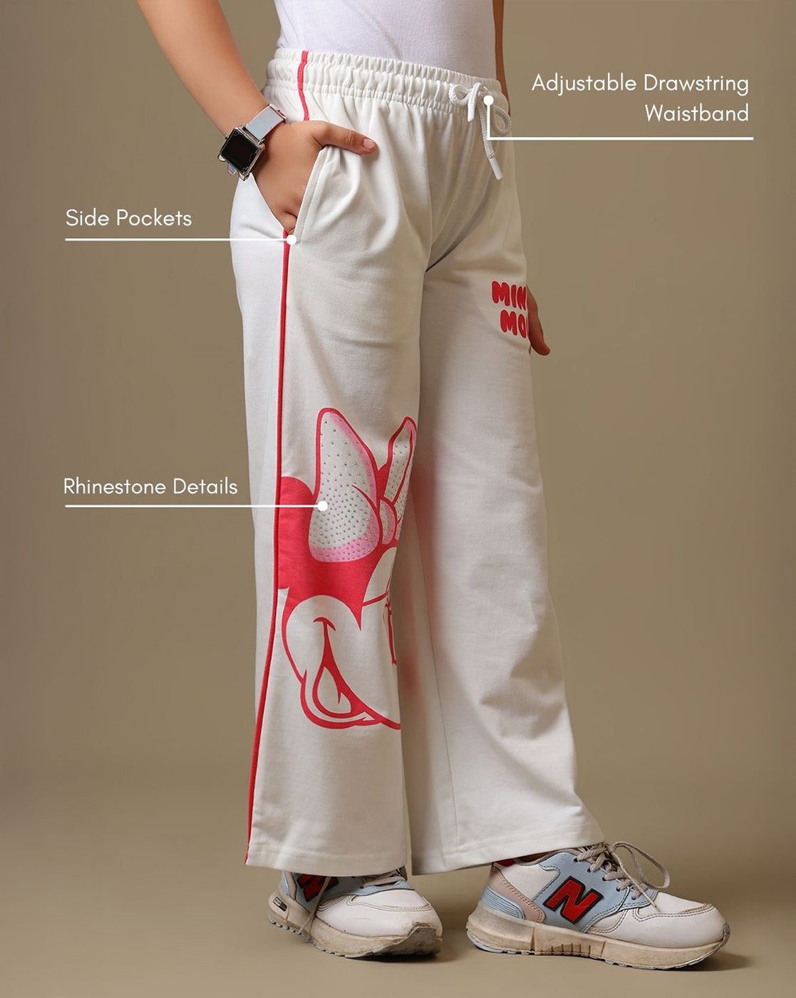 Minnie Mouse Rhinestones Relaxed Fit Jogger For Girls