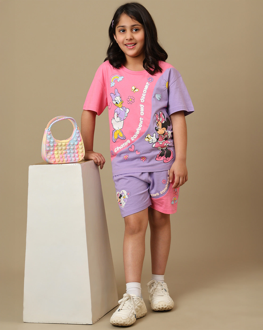 Mickey & Friends Printed Regular Fit Shorts For Girls