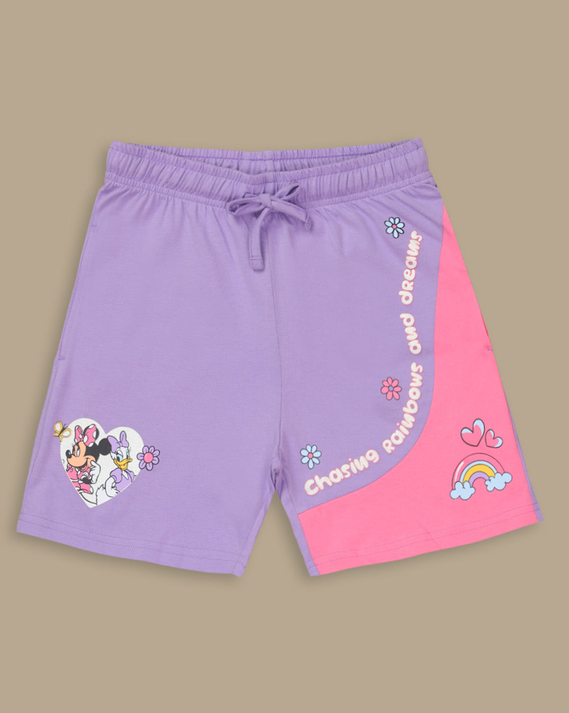 Mickey & Friends Printed Regular Fit Shorts For Girls