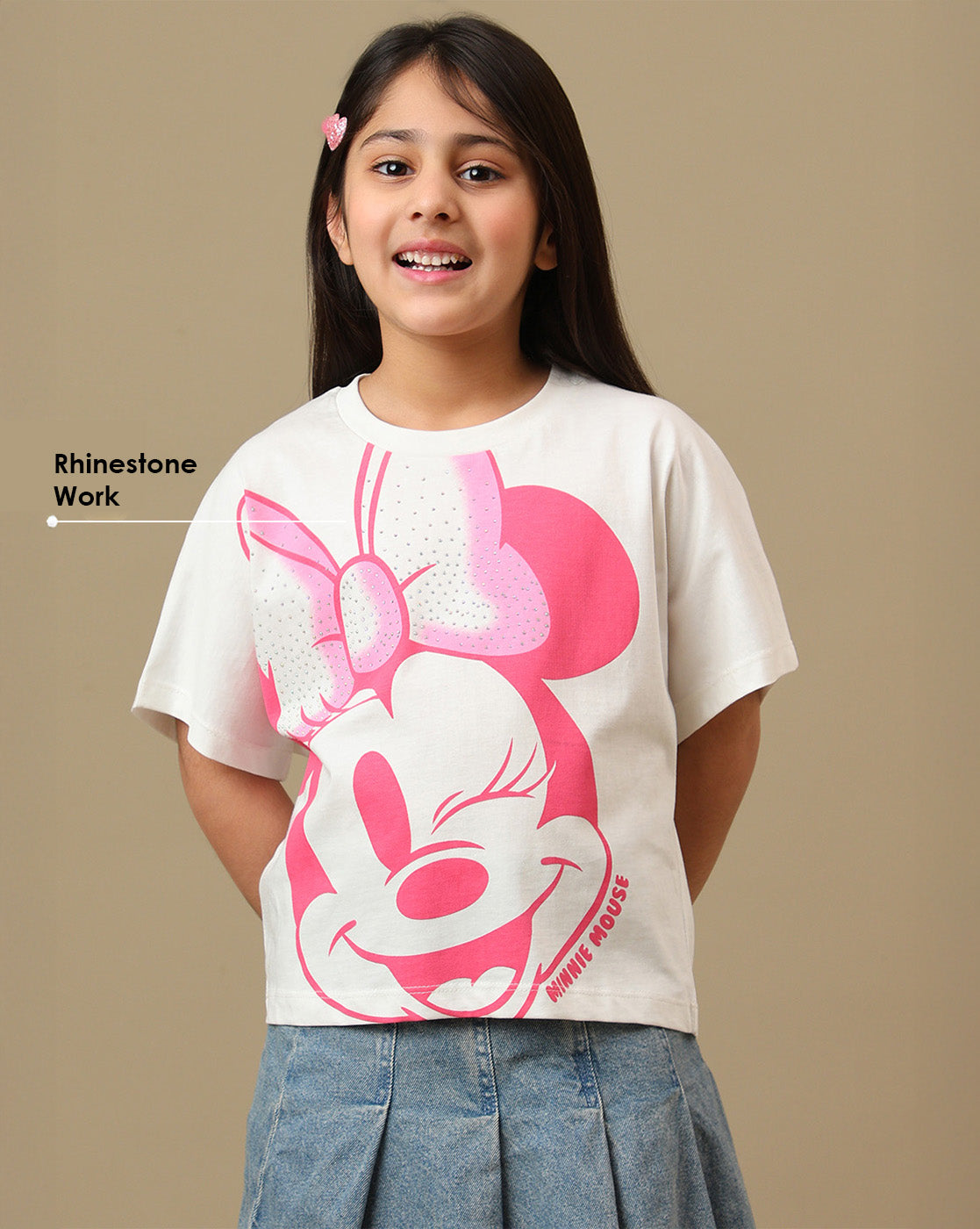 Mickey & Friends Rhinestones Boxy Fit Tshirt For Girls
