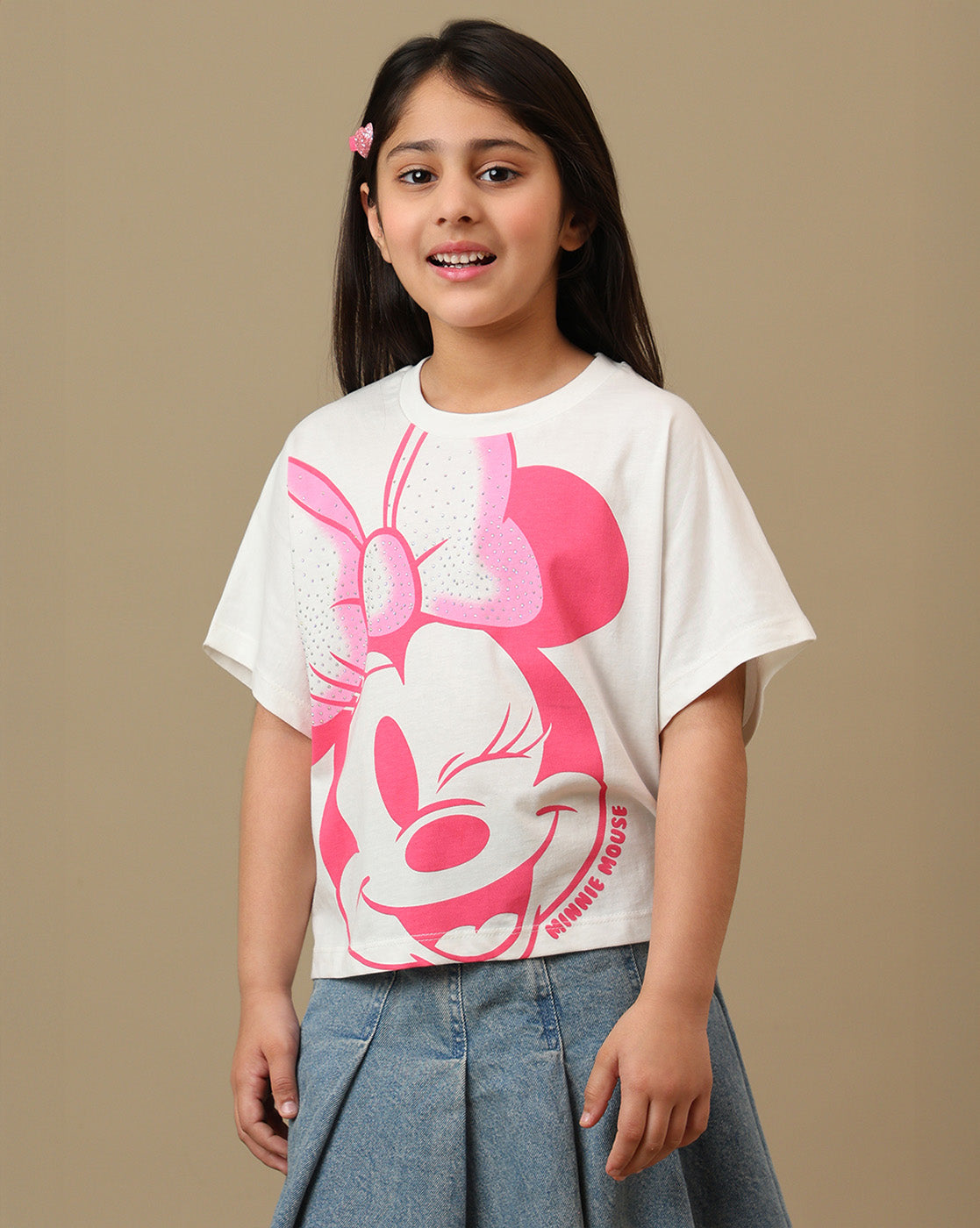 Mickey & Friends Rhinestones Boxy Fit Tshirt For Girls