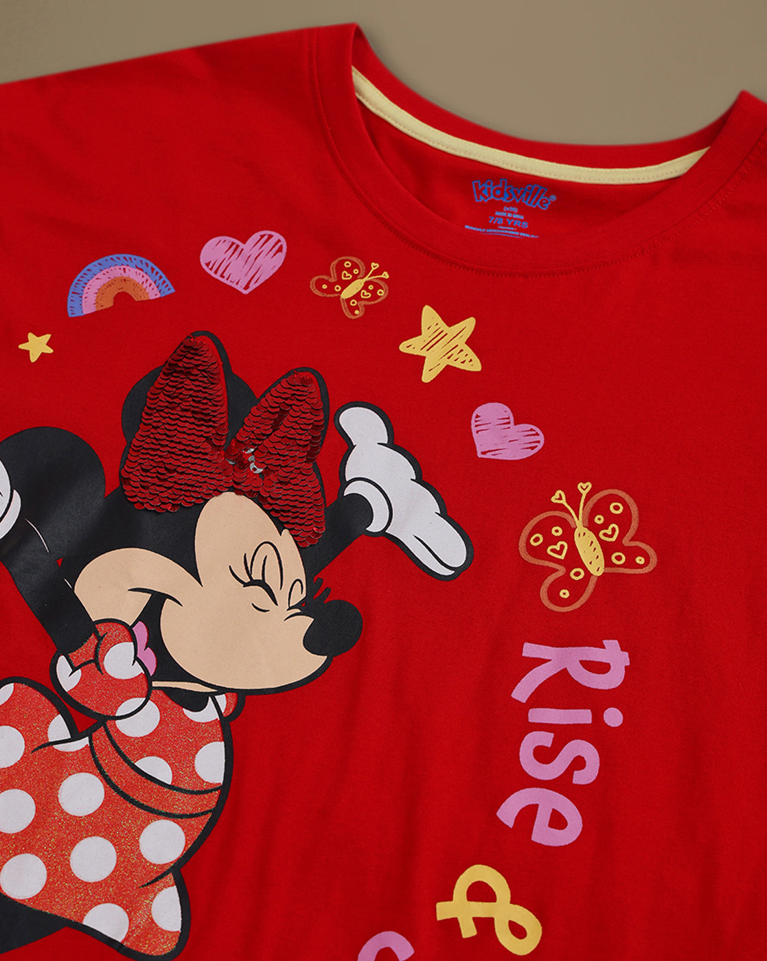 Minnie Mouse Printed Relaxed Fit Reversible Sequin Tshirt For Girls