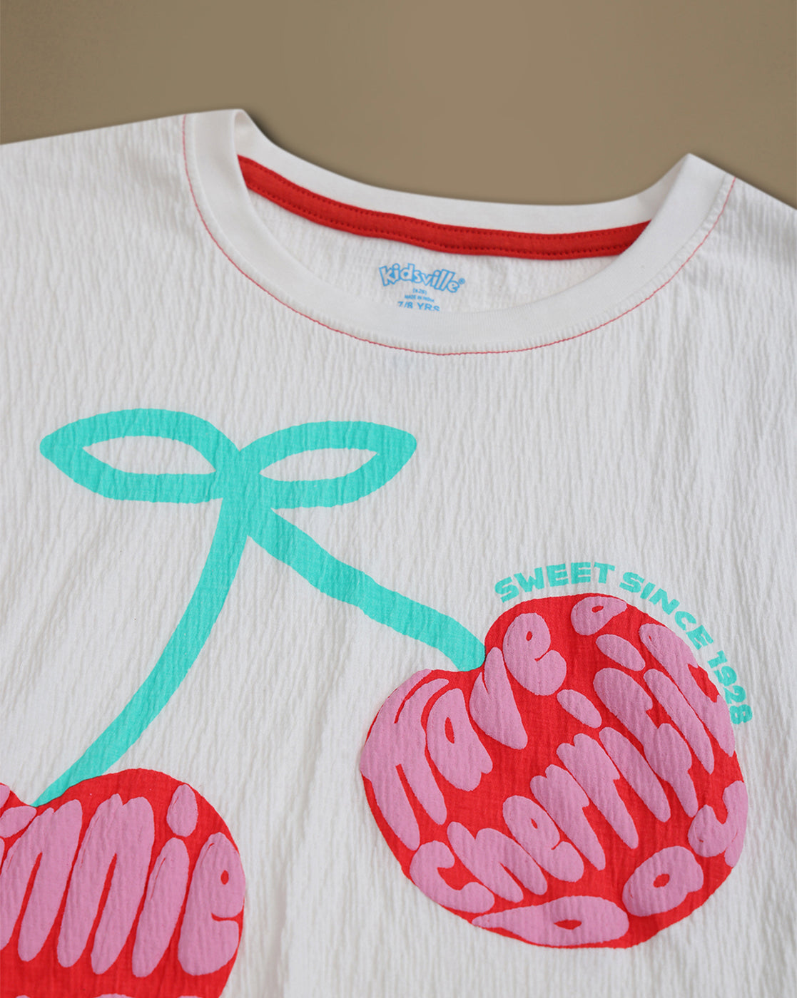 Mickey & Friends Printed Boxy Fit Crinkle Cotton Tshirt For Girls