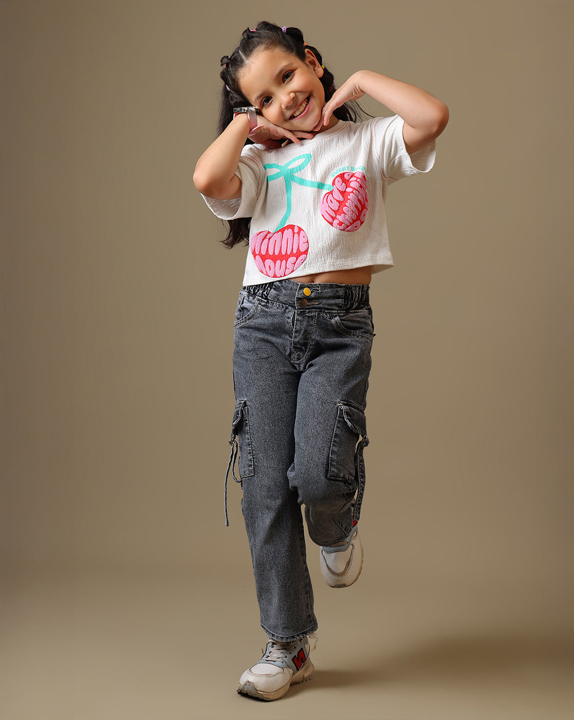 Mickey & Friends Printed Boxy Fit Crinkle Cotton Tshirt For Girls
