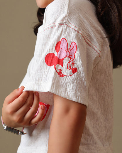 Mickey & Friends  Boxy Fit Crinkle Cotton Tshirt  Girls