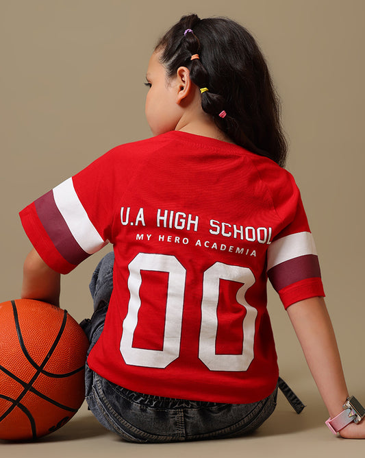 My Hero Academia Printed Relaxed Fit Reglan Sleeve Tshirt For Girls