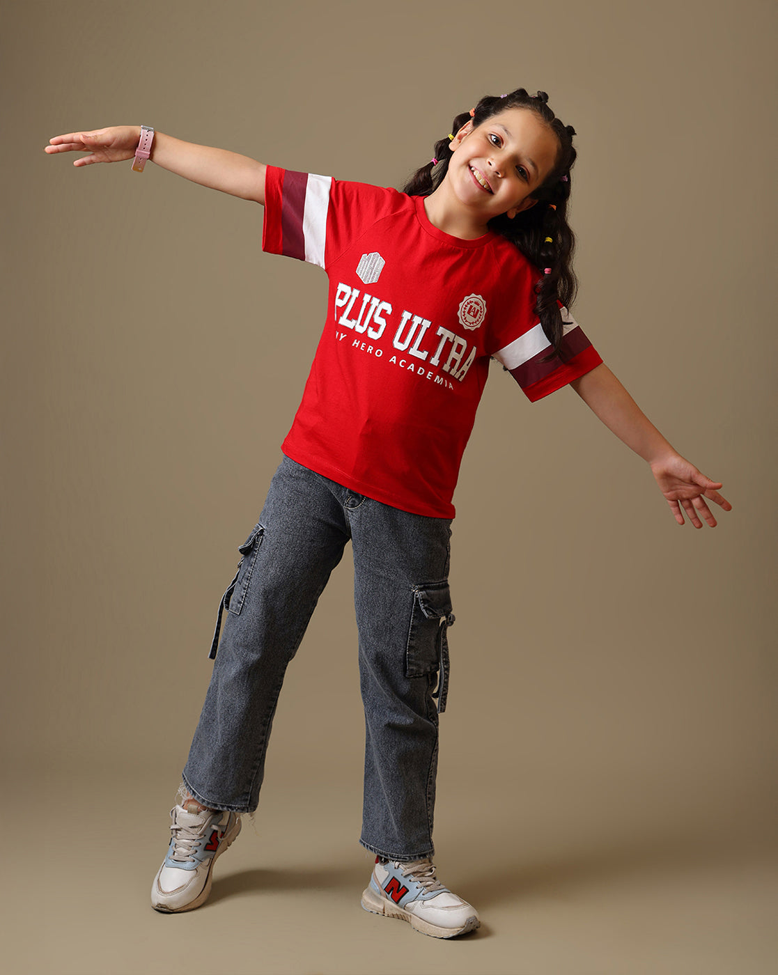 My Hero Academia Printed Relaxed Fit Reglan Sleeve Tshirt For Girls