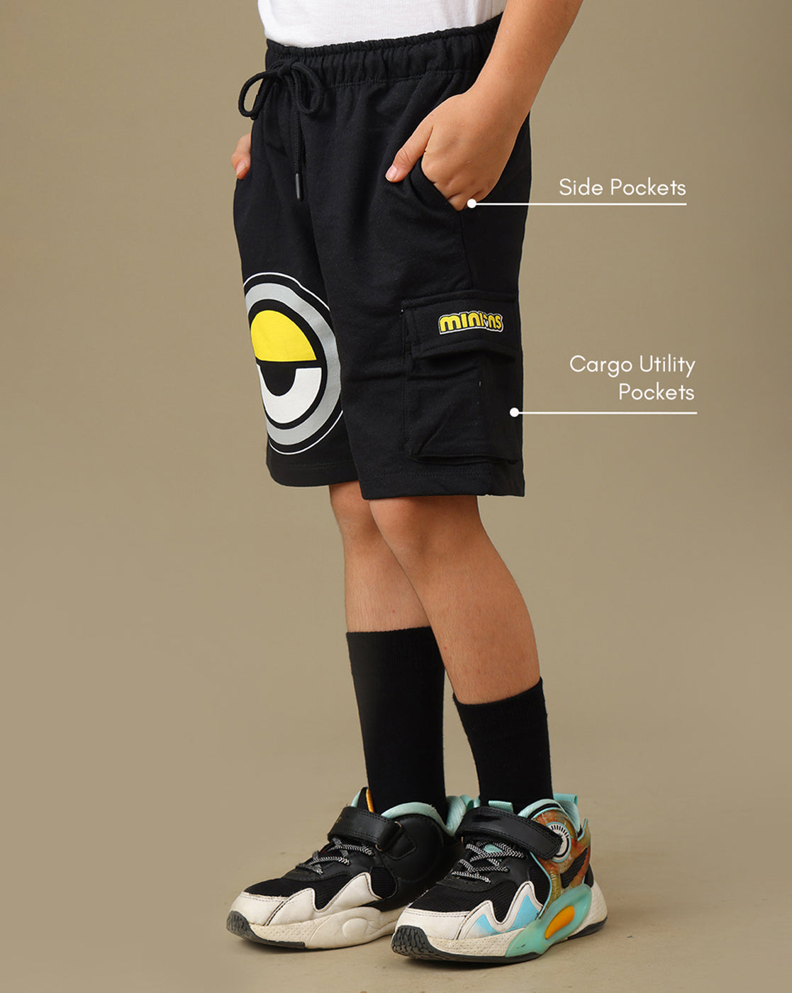 Minions Printed Regular Fit Shorts For Boys