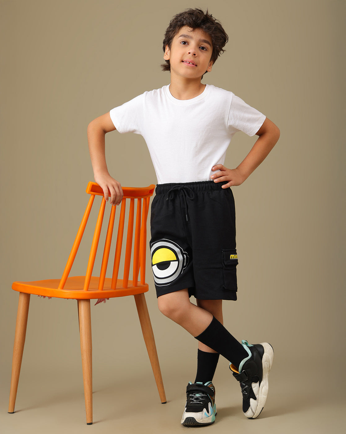 Minions Printed Regular Fit Shorts For Boys