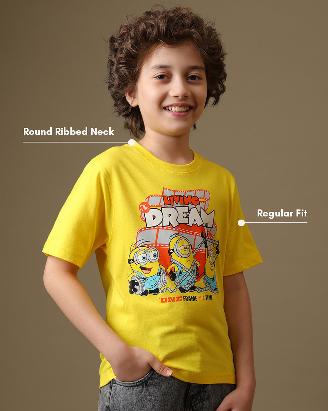 Minions Printed Regular Fit Tshirt For Boys