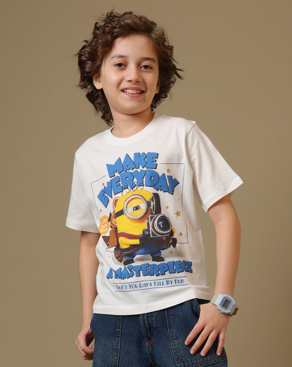 Minions 3 Printed Regular Fit Tshirt For Boys