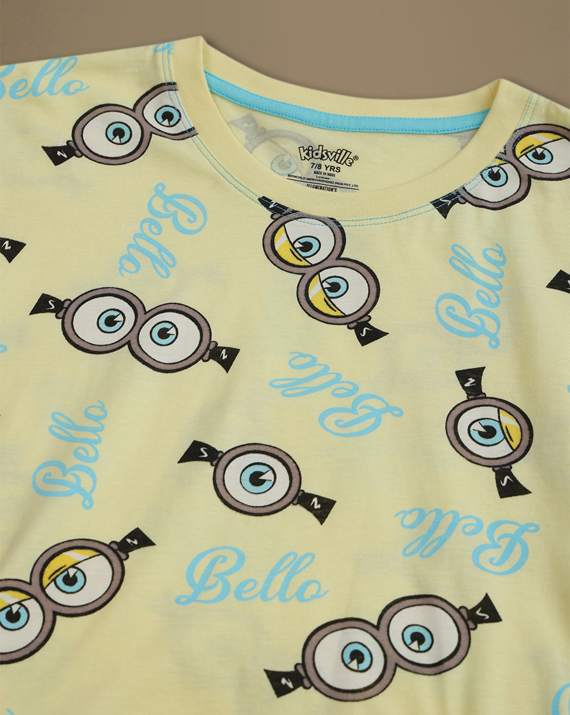 Minions Printed Relaxed Fit T-Shirt & Shorts For Girls