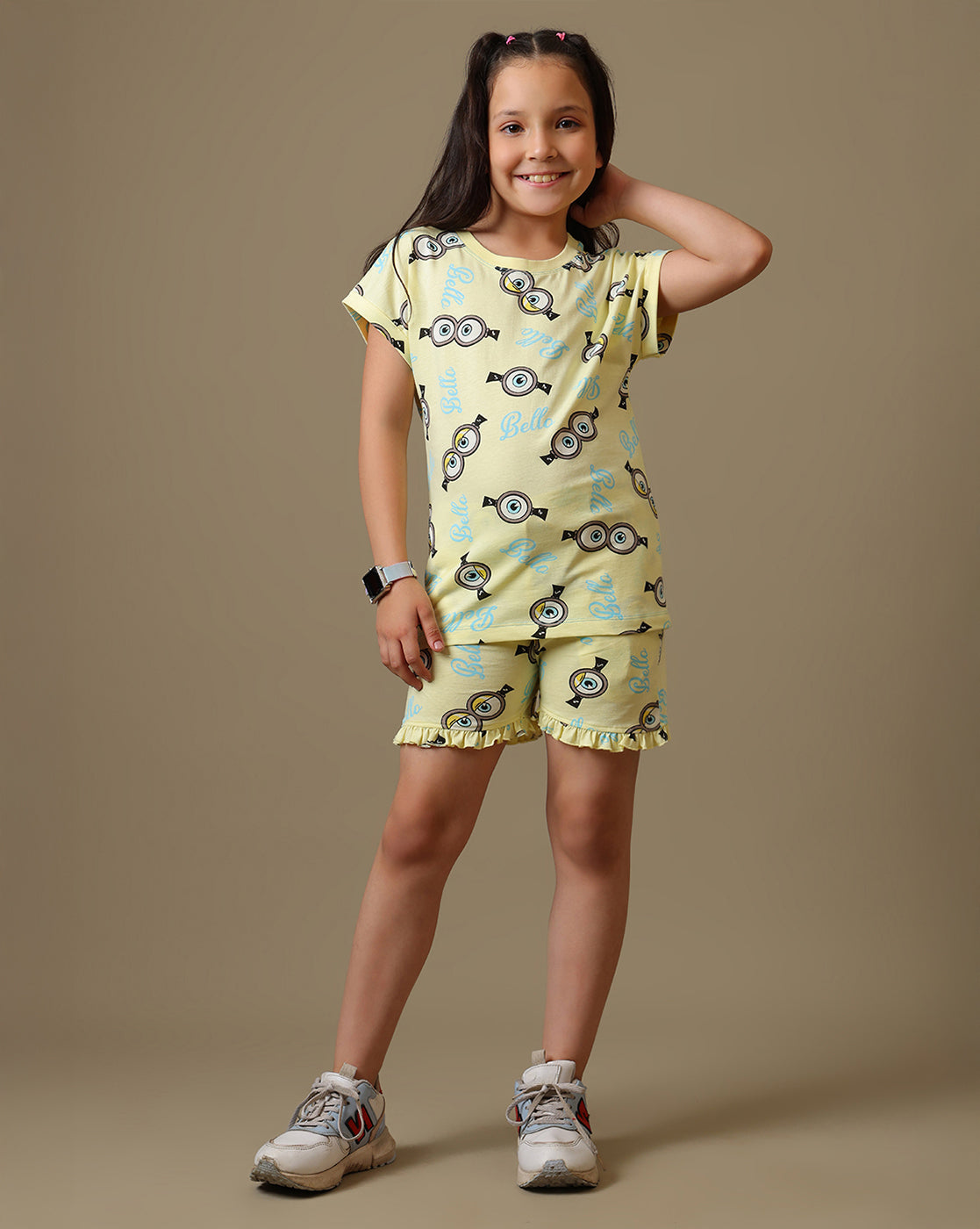 Minions Printed Regular Fit Shorts For Girls