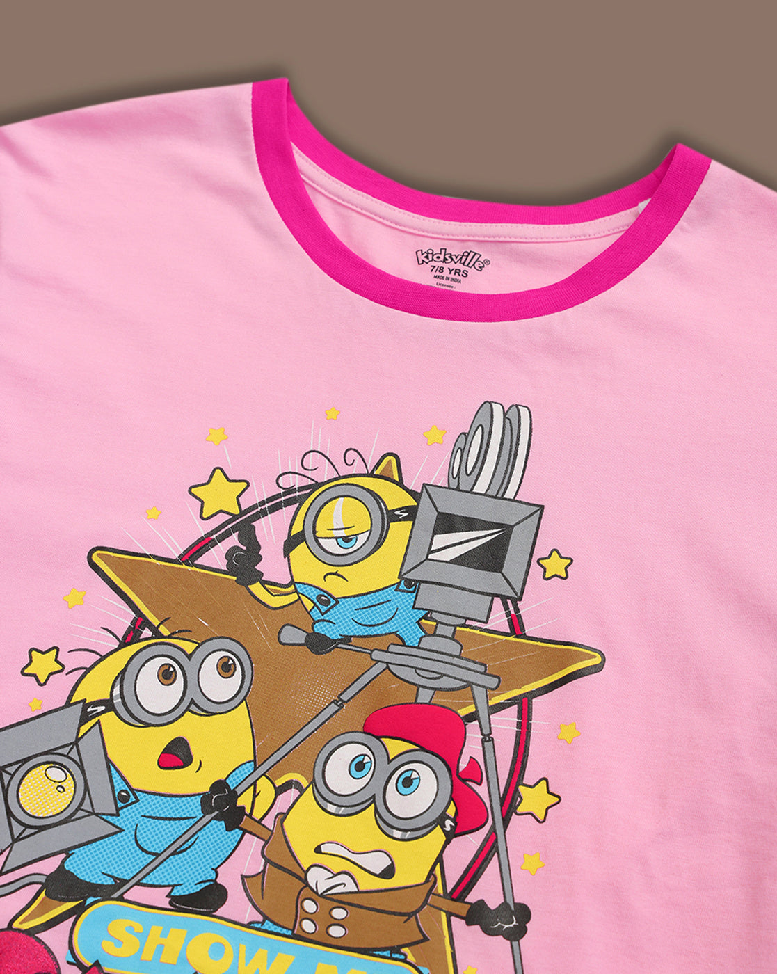 Minions Printed Regular Fit Tshirt For Girls